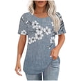 thumbnail image 1 of Staron Hauts pour Femmes Liquidation d'Été à Moins de 5$ T-shirt Décontracté Tendance Col Rond Manches Courtes Tunique Plissée Mode Ample Basique d'Été, 1 of 5