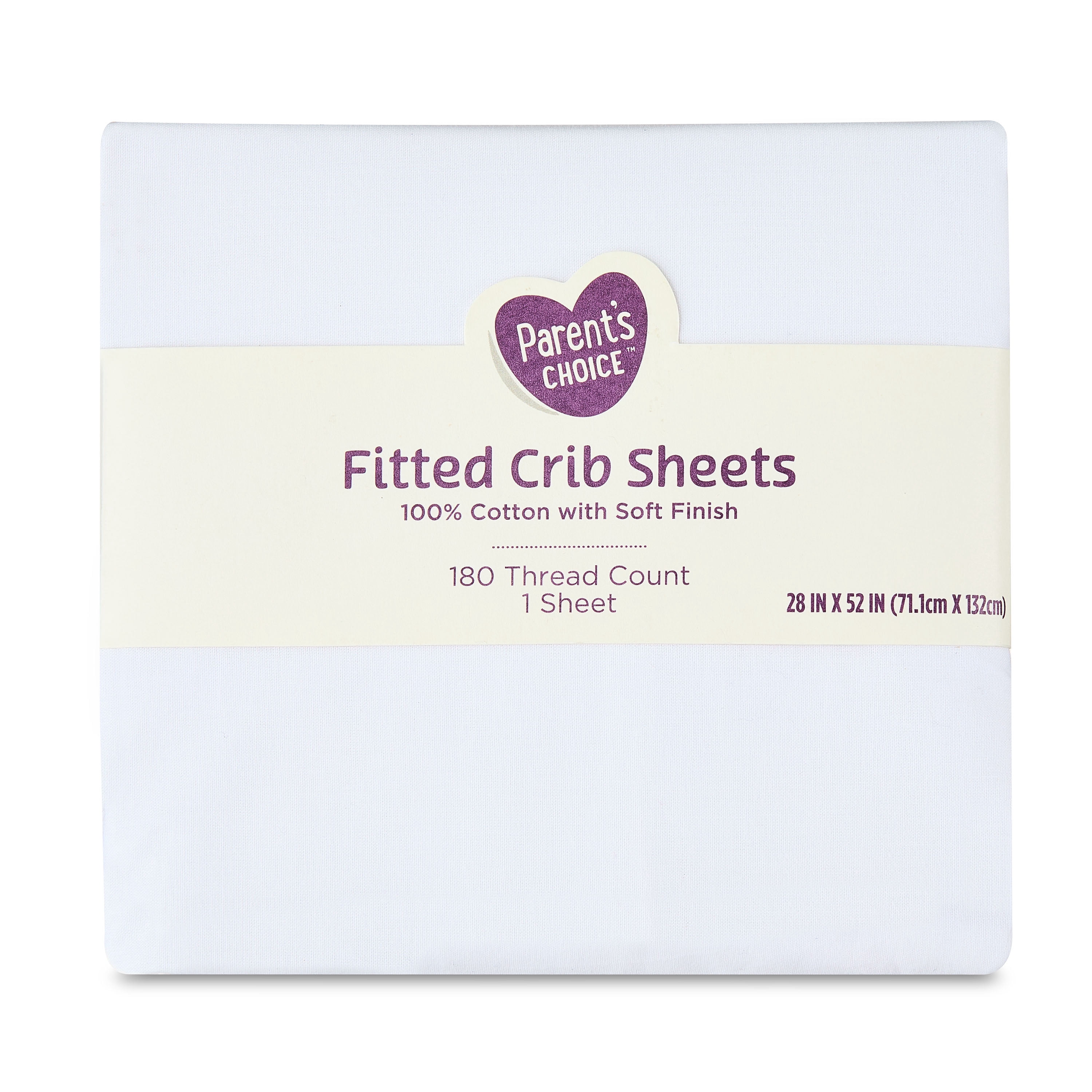 Parent's Choice 180 Thread Count White Cotton Fitted Crib Sheet