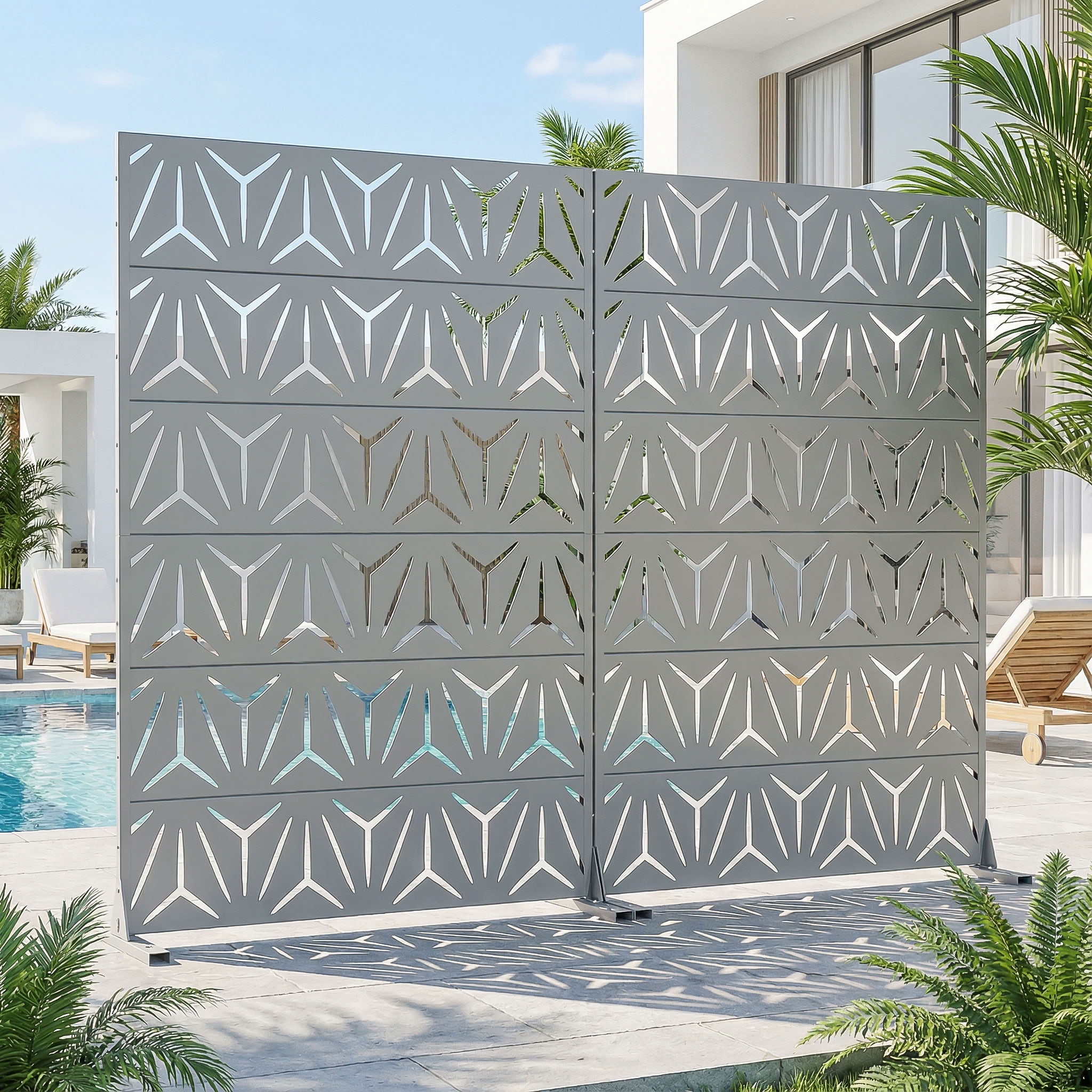 MAYEERTY 6 Panels Metal Outdoor Privacy Screen Garden Divider Patio Backyard Decorative Privacy Fence 2Pcs, 72×47.2×15.7in