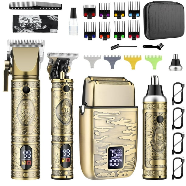 GSKY Cortapelos para hombres profesionales, kits y juegos de recortadores de barba, cortapelos inalámbricos para hombres, afeitadoras eléctricas, máquina de corte de pelo con pantalla LED, para peluqu