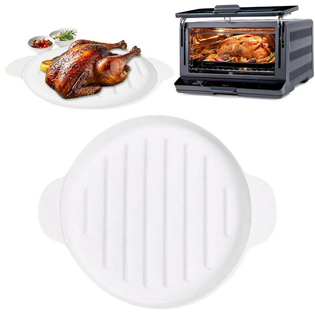 Plateau de Micro-Ondes Cuiseur de Micro-Ondes 9.5x7.8 Po Plateau de Micro-Ondes Rond Poêle en Silicone pour Four avec Poignée Cuisinière Rainurée Résistante à la Chaleur pour Maison Restaurant