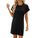 thumbnail image 3 of Vestido Camisero de Verano para Mujer, Informal, con Mangas , Cuello Redondo, Holgado, Minivestido Negro L, 3 of 10