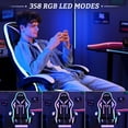 thumbnail image 6 of Hoffree Gaming Chair with Bluetooth Speakers and Footrest Massage Office Chair with LED Lights Ergonomic Game Chair High Back with Lumbar Support and Headrest Adjustable Swivel for Adults 300lb, 6 of 10