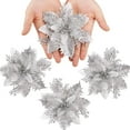thumbnail image 4 of 20 Pack Christmas Poinsettia Decorations Flowers Ornaments for Christmas Tree, Wreath, Garland, 5.5", 4 of 7