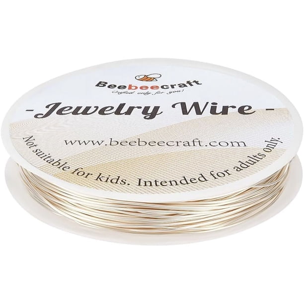 Alambre de joyería de calibre 20, 0,8 mm, plateado, resistente, flexible, redondo, de cobre, para abalorios.