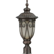Nuvo Lighting 63929 - 1 Light (Twist  and  Lock Base) 9.5" Corniche Burlwood Finish with Frosted Wheat Glass Post Lantern Light Fixture with Photocell (60-3929)