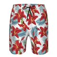 thumbnail image 3 of Adobk Lilies Flowers Print Men's Swim Trunks Hawaiian Bathing Suit Swimsuits Beach Shorts with Pockets-Large, 3 of 6