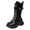 Black, variant on PFWOWB Girls Knee-High Combat Boots Lace-Up Buckle Strap Tall Boots with Side Zipper (White,11)