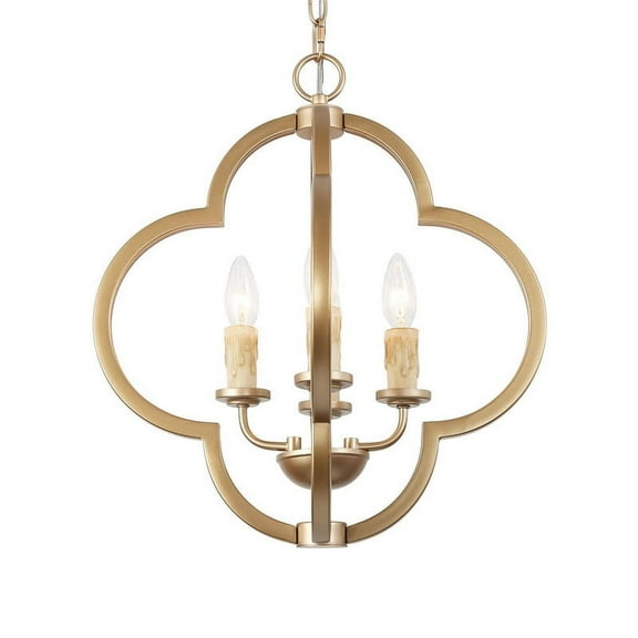 LNC Modern Gold Quatrefoil Chandelier, 4-Light 16 in Fixture for Dining Room & Foyer