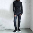 thumbnail image 5 of Women Summer Tops Women Casual Solid Blouse Long Sleeve Pullover Turtleneck Zipper Sweatshirt Tops Womens Warm Long Sleeve Neck Pajama Shirt Oversized Flannel Tunic Sports Tights Ladies Black 2XL, 5 of 8