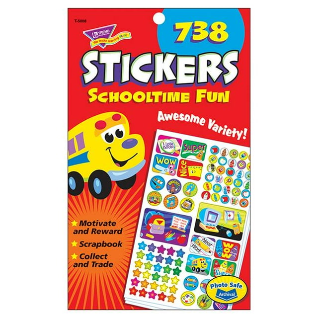 Trend Enterprises T-5008-6 Sticker Pad Schooltime Fun - 6 Each