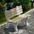 thumbnail image 3 of Wildridge Heritage 4' Park Bench, Weathered Wood and White - Outdoor All-Weather HDPE Furniture, 3 of 4