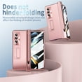 thumbnail image 3 of SaniMore Case for Samsung Galaxy Z Fold 4 7.6" 2022, Hinge Protection Case with S Pen Holder Magnetic Bracket Built-in Tempered Glass Screen Protection Lens Cap All-inclusive Case, Rosegold, 3 of 7