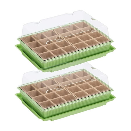 

Mini Greenhouse for 24 Plants | 2 Pieces of Greenhouse Propagation Trays | Approx. 10.63*7.87*4.72in (L*W*H) Per for Germination and Greenhouse