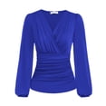 thumbnail image 1 of Blusa cruzada con escote en V profundo, blusa de manga larga con cuello en V para mujer, blusa cruzada con escote en V para mujer, eficiencia óptima, 1 of 2