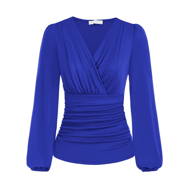 Blusa cruzada con escote en V profundo, blusa de manga larga con cuello en V para mujer, blusa cruzada con escote en V para mujer, eficiencia óptima
