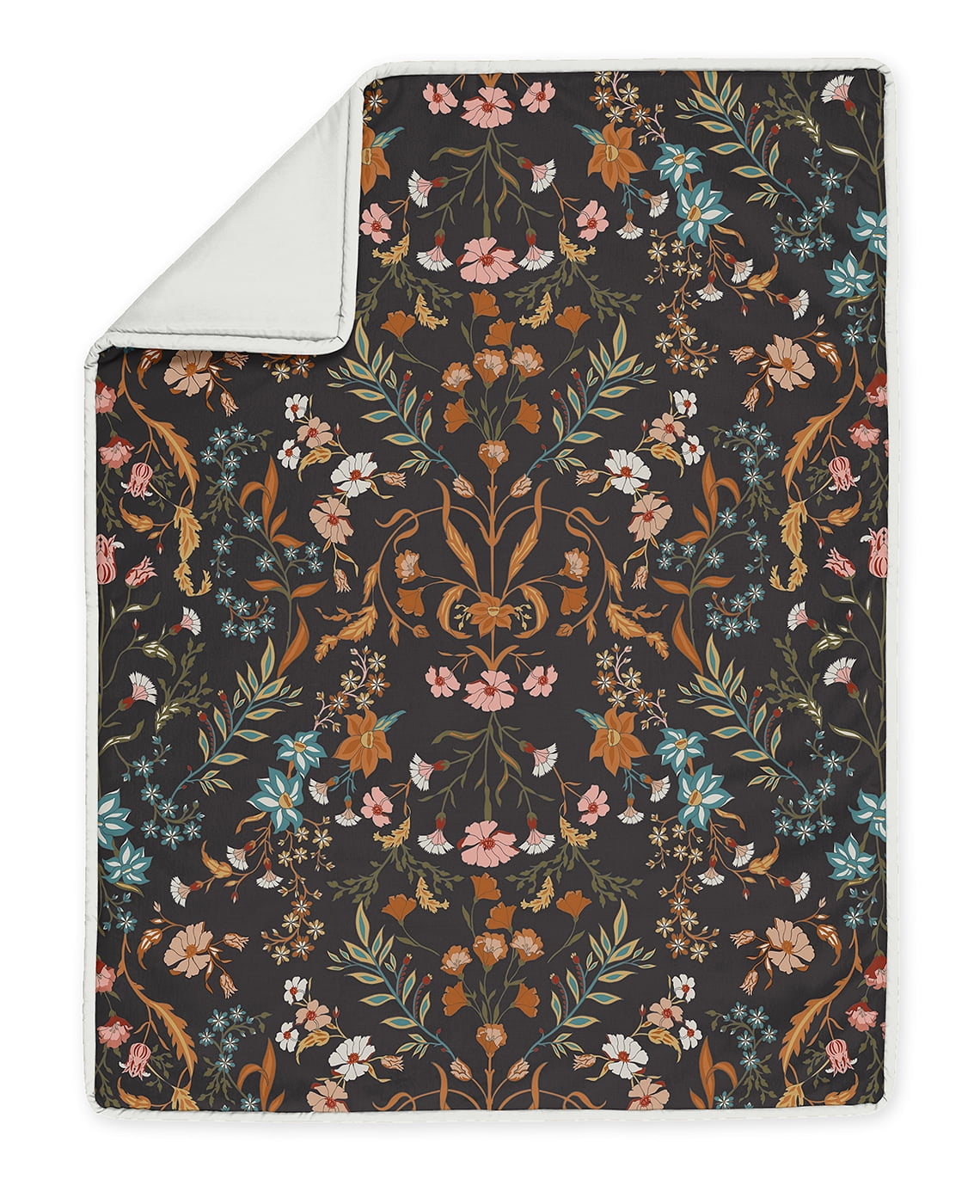 Sweet Jojo Designs Boho Floral Wildflower Orange Black Blue 4 Piece Crib Bedding Set