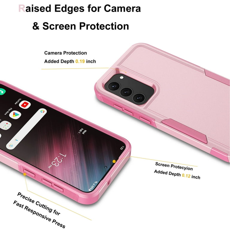 for Galaxy S24,S24 Plus,S24 Ultra Case,Njjex Heavy Duty Shockproof Dual  Layer Rugged Full-Body Protective Phone Cover,2 in 1 Silicone Rubber Phone  Case for Samsung Galaxy S24 Ultra- Pink 2024 
