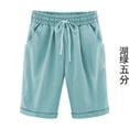 thumbnail image 2 of Pantalones cortos Cintura elástica Pantalones cortos sueltos Mujer Trajes de verano, Verde claro, L kenally AP002089-42, 2 of 6