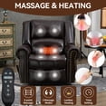 thumbnail image 4 of Dual Motor Power Lift Chair, Lay Flat Recliner Chair, Electric Recliner with Massage and Heat for Elderly, Remote Control, Infinite Position, Standing Assistance, USB Ports, Genuine Leather, Brown, 4 of 8