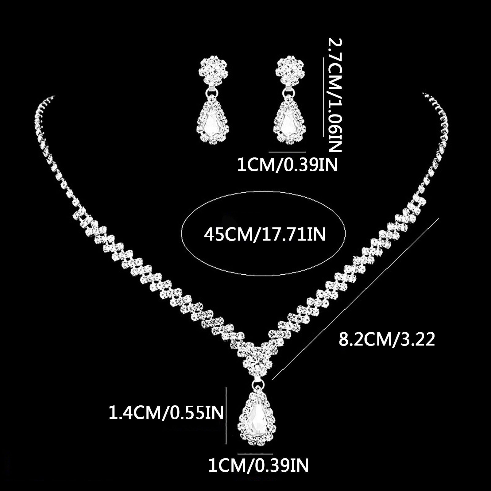TIHLMK Deals Clearance Initial Necklaces for Women Exquisite Rhinestone Chain Necklace Set Diamond Necklace and Earrings Two-piece Wedding Bridal Jewelry Set - image 3 of 5