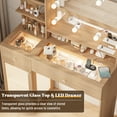 thumbnail image 5 of 40" Vanity Desk With Mirror & Lights, Makeup Vanity With Glass Top & Storage Drawer & Glass Cabinet, 3 LED Light Modes, Power Outlet For Bedroom, 5 of 9