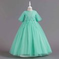thumbnail image 2 of Diufon Puffy Princess Dress for 5-14 Years Girl Lace Mesh Layered Rompers Skirt Birthday Middle-Age Dresses (11-12 Years, Green), 2 of 9