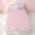 thumbnail image 4 of Erosebridal Letter C Zipper Twin Comforter Sets with Fitted Sheet and 2 Pillowcases, Princess Bowtie Zipper Bedding Set, Pink Reversible, Hot Pink, Pink Reversible, 4 of 7