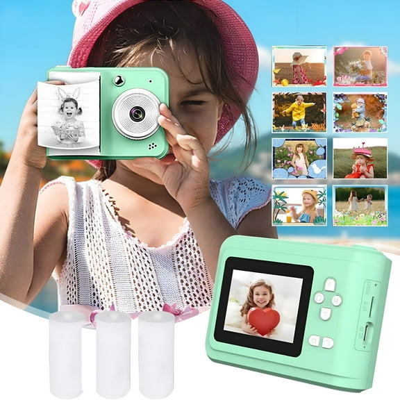 GJX Children's Instant Print Camera with HD Video Recording, One-Click Photo Printing, and Fun Filters - Ideal for Holiday Gifts