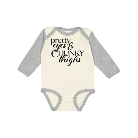 

Inktastic Pretty Eyes and Chunky Thighs Gift Baby Boy or Baby Girl Long Sleeve Bodysuit