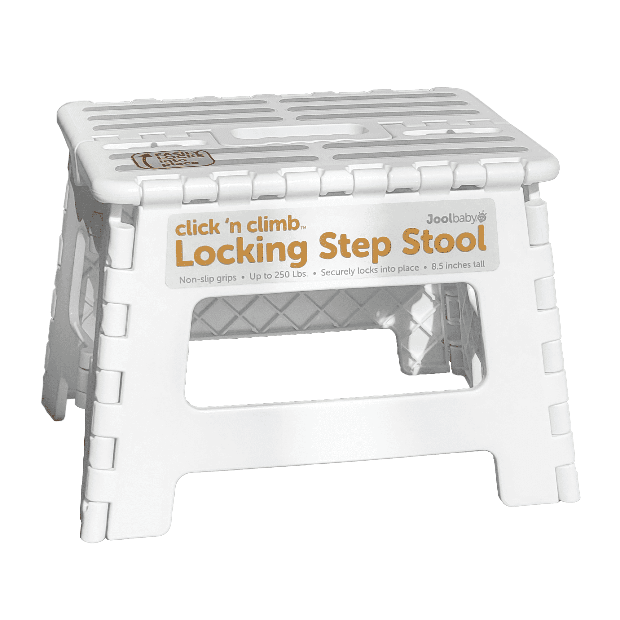Jool Baby Products Click 'N Climb Locking Step Stool, Non-Slip, Carry Handle - White