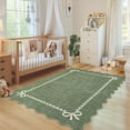 thumbnail image 3 of Scalloped Bow Rug for Living Room, Solid Green Rug for Dorm, Washable Rugs 4x6 Soft Low Pile Non Slip Scalloped Rugs for Nursery College Bedroom Decor Kids Room Playroom, 3 of 8