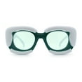 thumbnail image 3 of Womens Thick Plastic Bubble Balloon Frame Rectangle Funky Sunglasses Green White - Green, 3 of 8