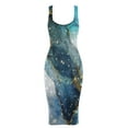 thumbnail image 4 of Irregular Hem Bodycon Dresses for Women Sleeveless Sling Dress Slim Fit Elastic Square Neck Dress Elegant Print Comfy Summer Sundress, 4 of 4