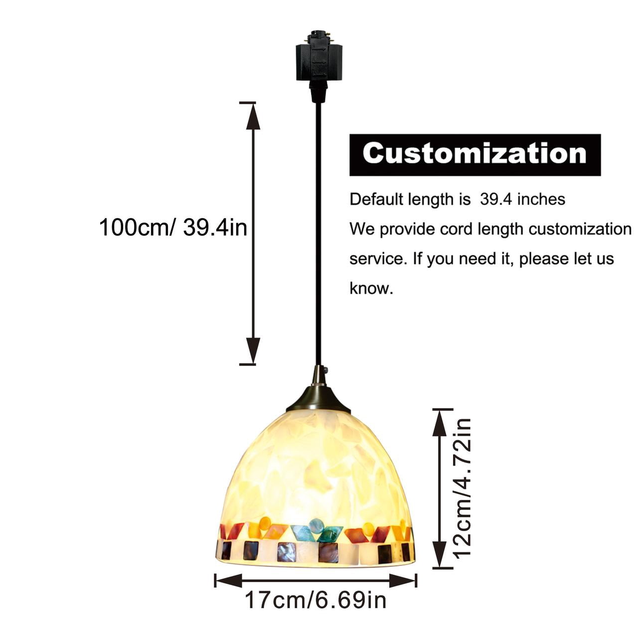 Kiven H-Type Track Lighting Fixture – Dimmable Glass Halo Track Pendant Light With Remote, 3 Color Modes, 3 Lights, Cord Length 31.5"