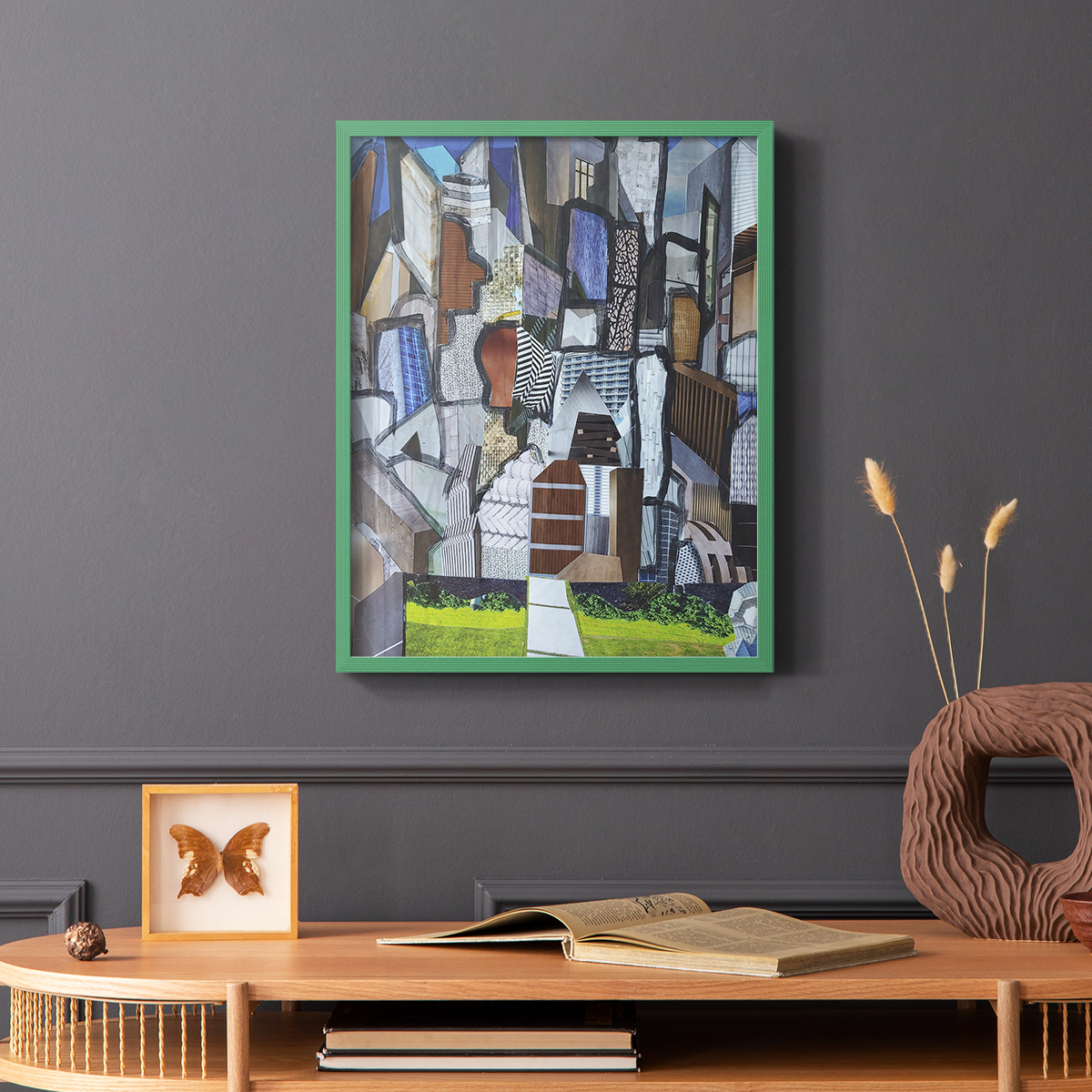 Chicago Grant Park Framed Print in Green Solid Wood Framed Print No Nail Hanging