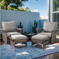thumbnail image 2 of Gymojoy 4-Piece Wicker Outdoor Rocking Conversation Chair Set, Rattan Swivel Glider Patio Chairs with Ottomans, Gray, 2 of 14