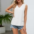 thumbnail image 5 of Njoeus Tank Tops for Women Summer Cotton Linen T Shirts Basic V-Neck Sleeveless Tunic Casual Comfy Camisole Tops Loose Tanks S-XXL, 5 of 7