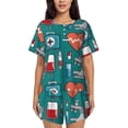 thumbnail image 1 of Balery Medical Elements Conjunto de Pijama para Mujer con Estampado, Dos Piezas de Manga Corta y Shorts, Ropa de Dormir Suave con Cuello Redondo y Bolsillos-Small, 1 of 6