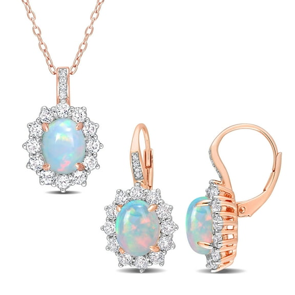 Everly Women's Multi-Gemstone & Diamond Rose Silver Earrings and Pendant Set - 18 in