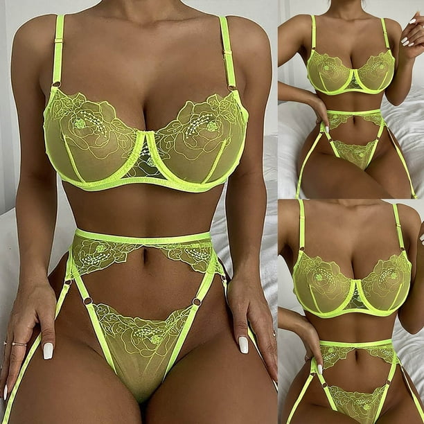 Sexy Lingerie for Women Plus Size Lingerie Sets For Women Sexy Lace Floral  Scallop Trim Sling Bras And Panties Summer Thin Underwear 