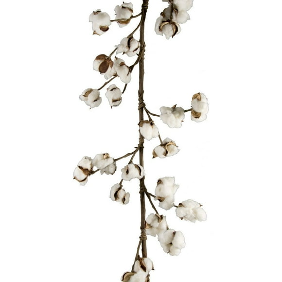 5 Foot Long Natural cotton Boll garland White, Brown Perfect For Adding Southern Touch As Table Runner, Wreath Accent, Door Swag Photo Backdrop Approximately 48 Bolls Per garland