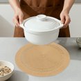 thumbnail image 4 of Farmhouse Round Placemats Set of 6 Woven Placemats for Dining Table Decor, Washable Kitchen Table Mat for Holiday Gold 15inch, 4 of 6