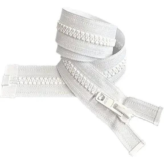 Lenzip #10 Heavy Duty Vislon Molded Plastic Marine Separating Zipper - Color: White - Made in The United States (1 Zipper Per Pack) (Molded - 60" Inches)
