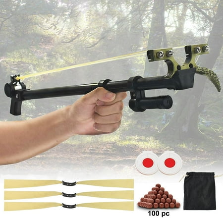 Piaoyu Outdoor Hunting Straight Pole Telescopic Slingshot with Rubber Bands and Ammunition Accessories