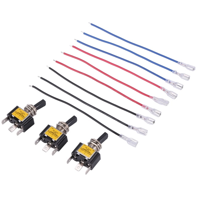 3PCS ON Off Rocker Lighted Toggle Switch 30A 12V DC SPST 2 Position 3 Pin Blue LED Light Wired for Car Boat Automotive
