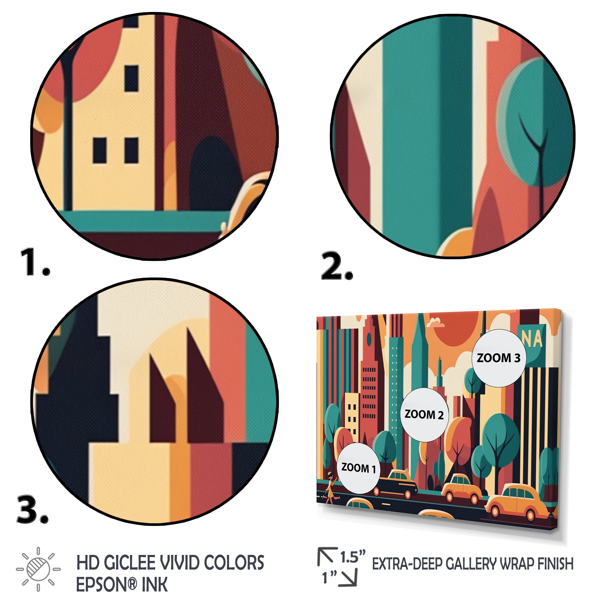 Designart Colorful Cityscape III Canvas Wall Art