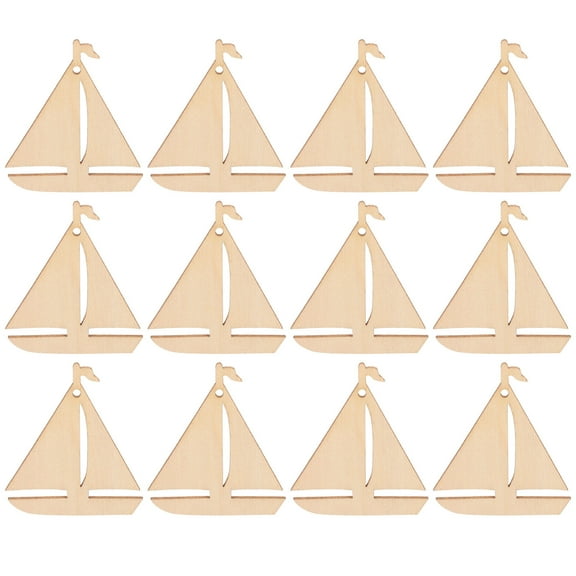 Pawsdot 50Pcs Sailboat Wood Craft Kits Blank Wood Pieces for DIY Projects