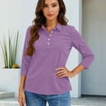 thumbnail image 5 of Women'S 3/4 Sleeve Collared Button Down Polo Shirts 2026 Spring Business Work Trendy Tops,Light Purple 3Xl, 5 of 5