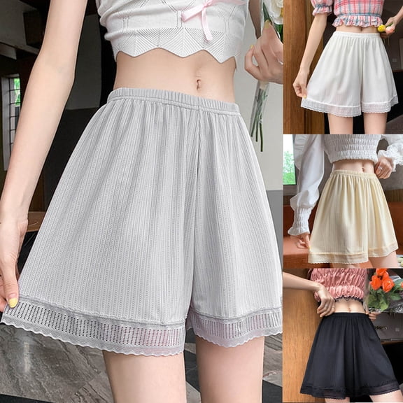 UVEASISHA Half Slip Shorts for Women High Waisted Anti-Chafing Under Skirt Shorts Lightweight Breathable Lounge Boy Shorts Comfy Loose Fit Lace Sleepwear Bottoms Gray L